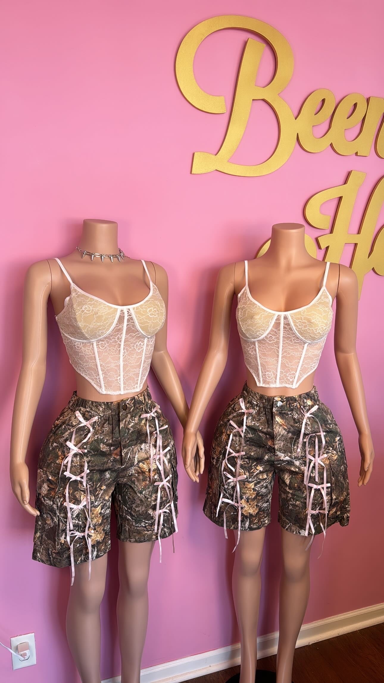 Naja- Camouflage Shorts w/ ribbon