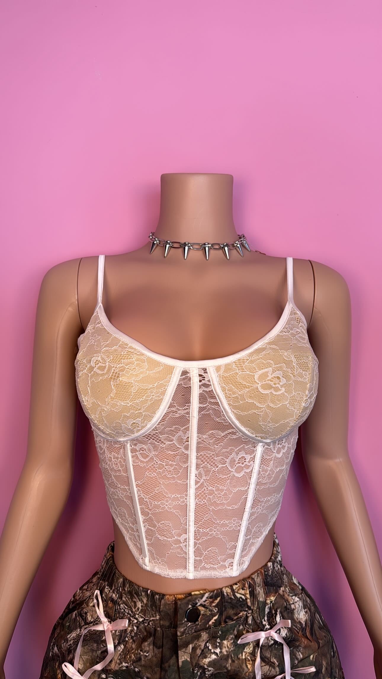 Wonderland- White Lace Bustier Top